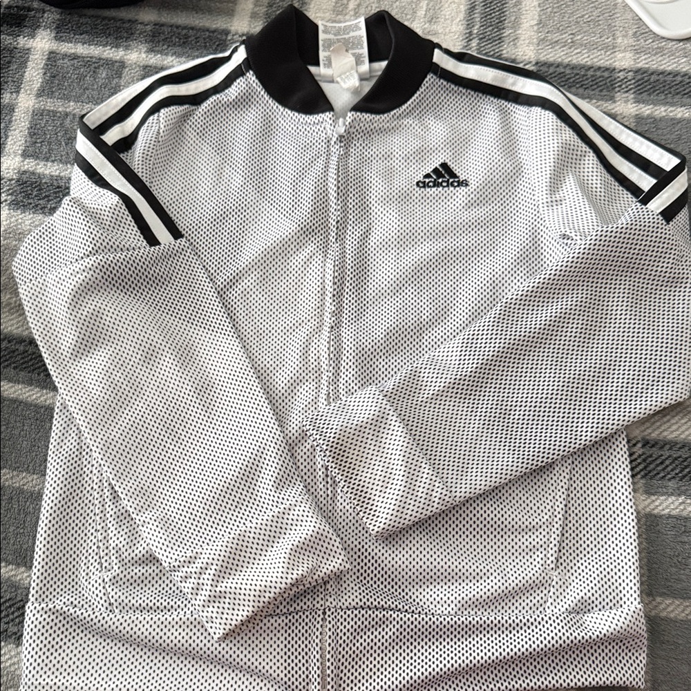 Adidas Kids White and Black Track Jacket